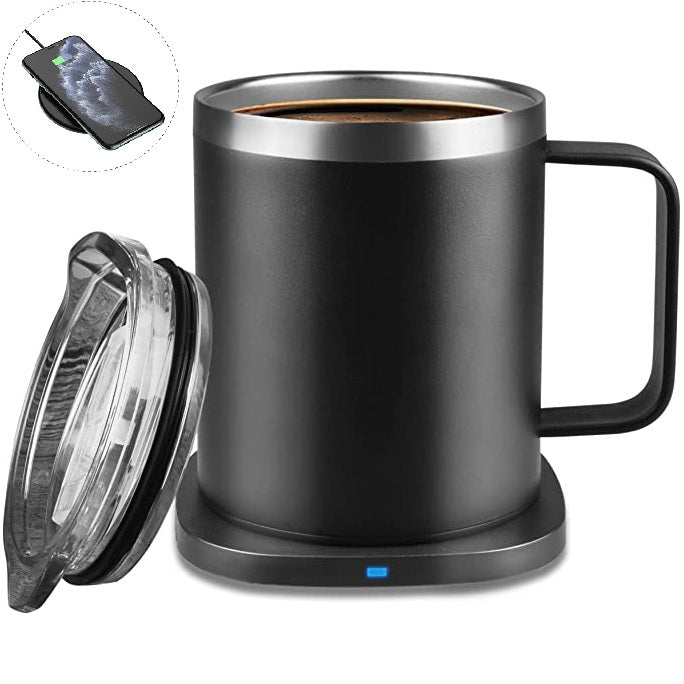 Stainless Steel Heat Induction Mug w/ Wireless Charger